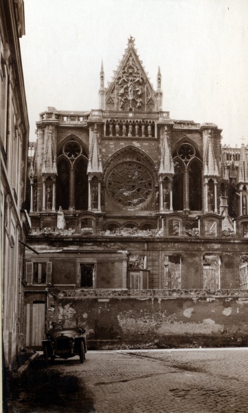 Reims, mai 1916: portail mridional de la cathdrale