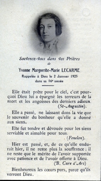 Faire-part d'Yvonne